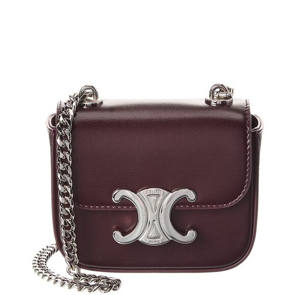 Celine Chain Claude Mini Leather Shoulder Bag, Red